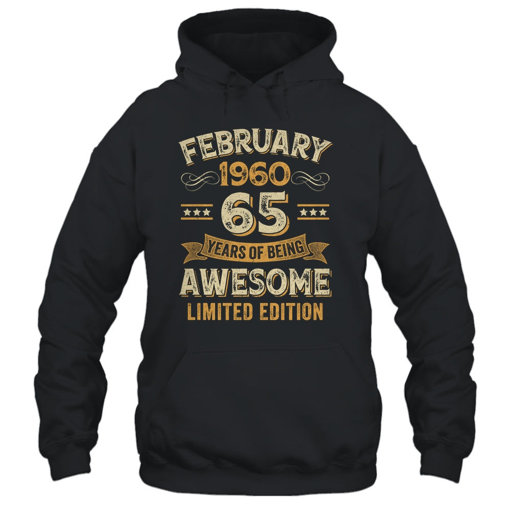 65 Years Awesome Vintage February 1960 65th Birthday Shirt & Hoodie | siriusteestore