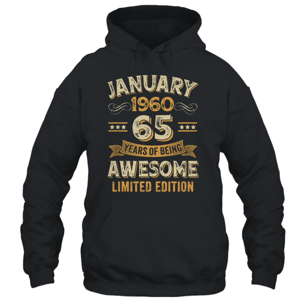 65 Years Awesome Vintage January 1960 65th Birthday Shirt & Hoodie | siriusteestore