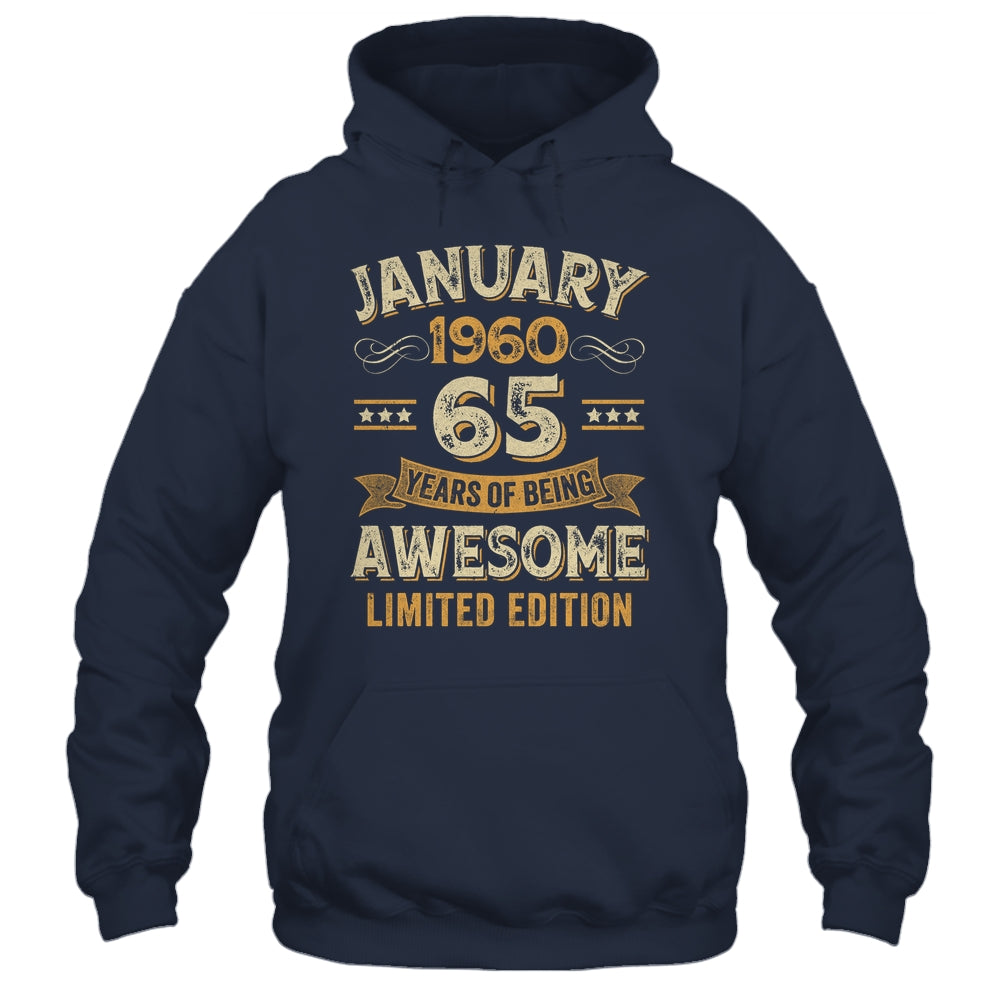 65 Years Awesome Vintage January 1960 65th Birthday Shirt & Hoodie | siriusteestore
