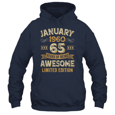 65 Years Awesome Vintage January 1960 65th Birthday Shirt & Hoodie | siriusteestore