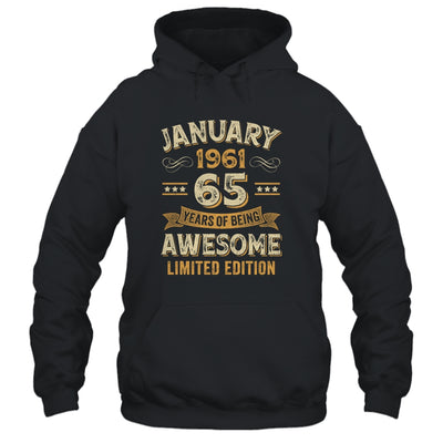 65 Years Awesome Vintage January 1961 65th Birthday Shirt & Hoodie | siriusteestore