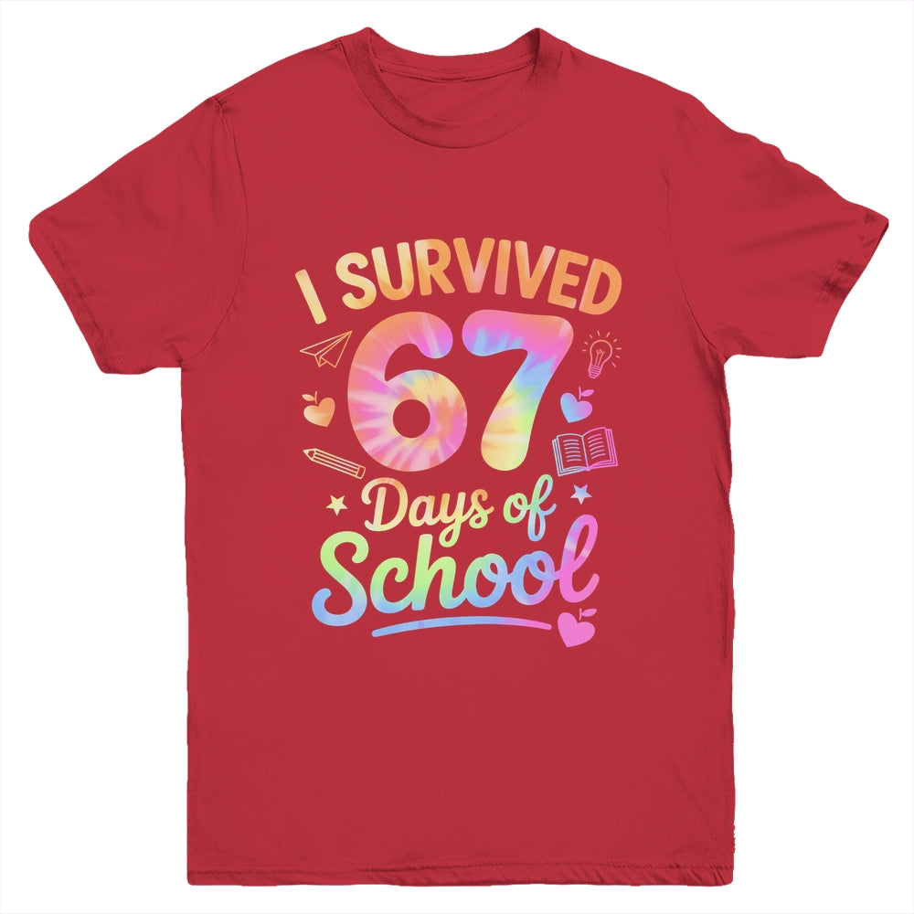 67 Days Of School Tie Dye 67th Day Of School Six Seven Kids Youth Shirt | siriusteestore