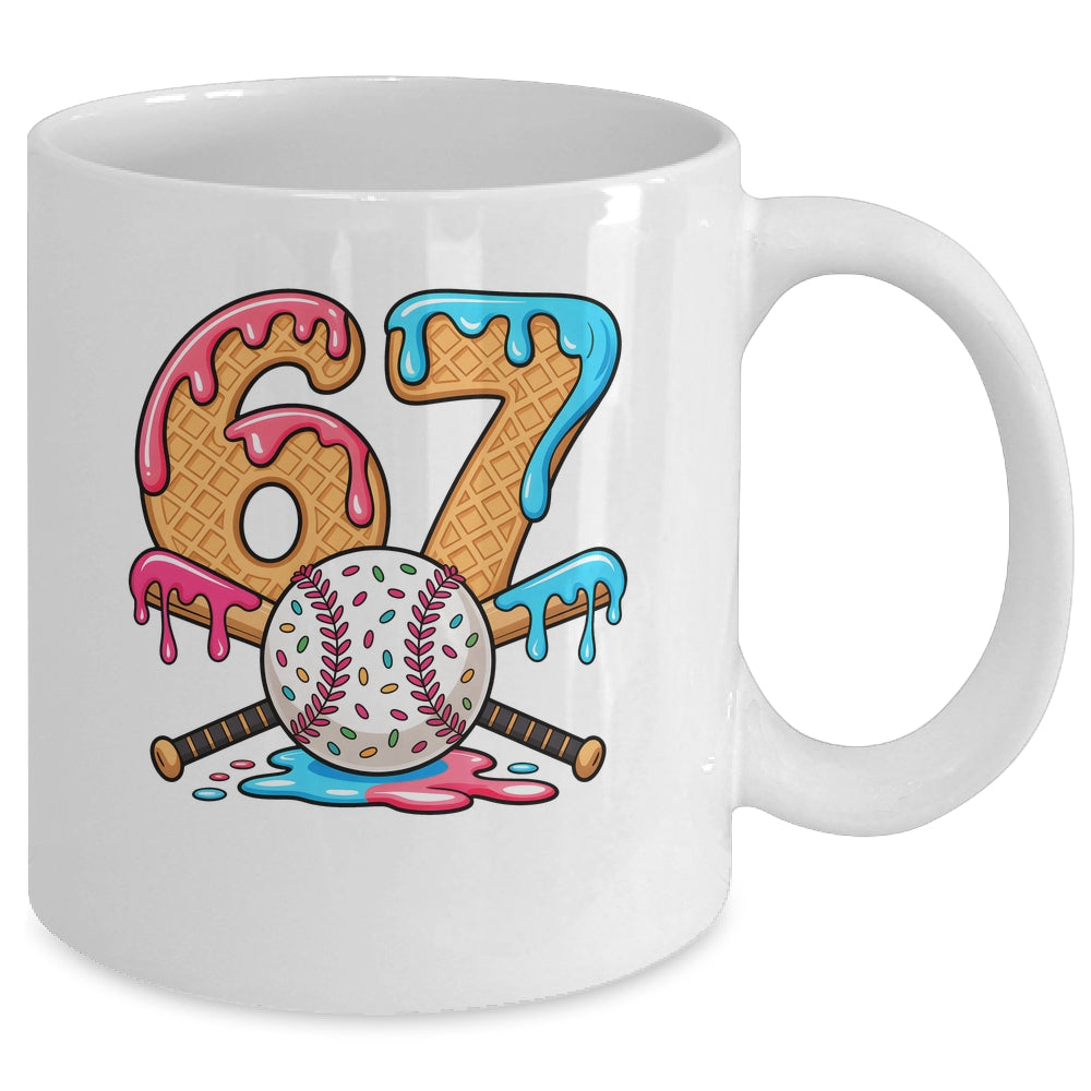 67 Ice Cream Drip Baseball Number 67 Player 67th Birthday Mug | siriusteestore