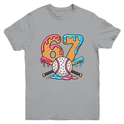 67 Ice Cream Drip Baseball Number 67 Player 67th Birthday Youth Shirt | siriusteestore