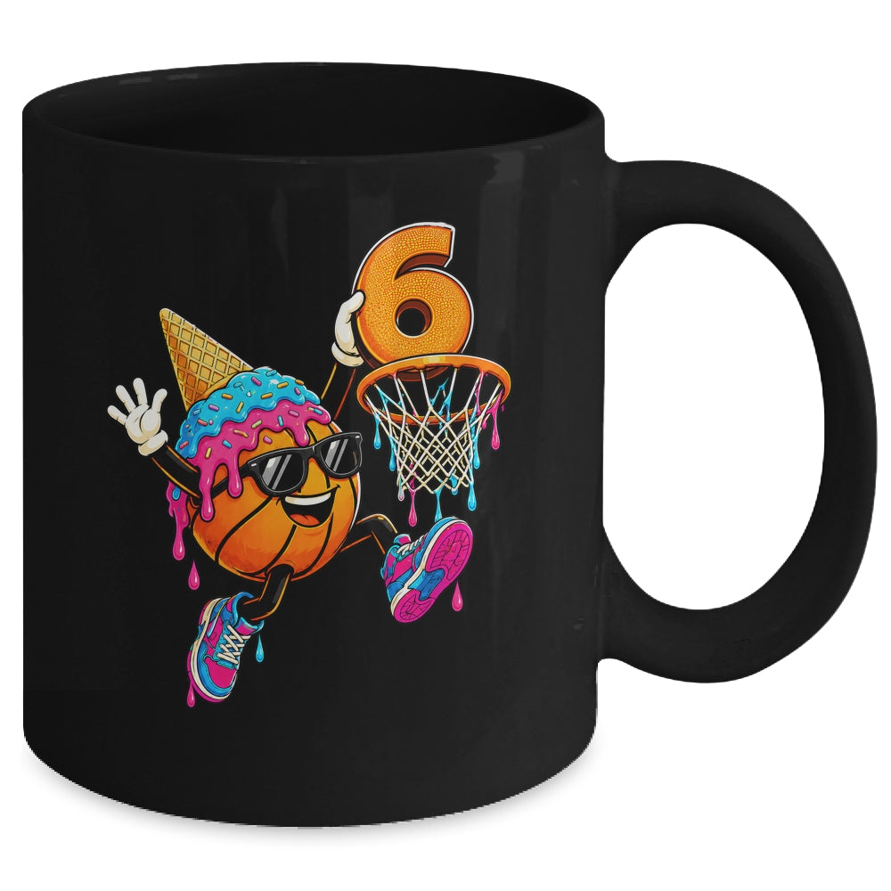 6Th Birthday Basketball Drip Ice Cream 6 Years Old Boys Kids Mug | siriusteestore
