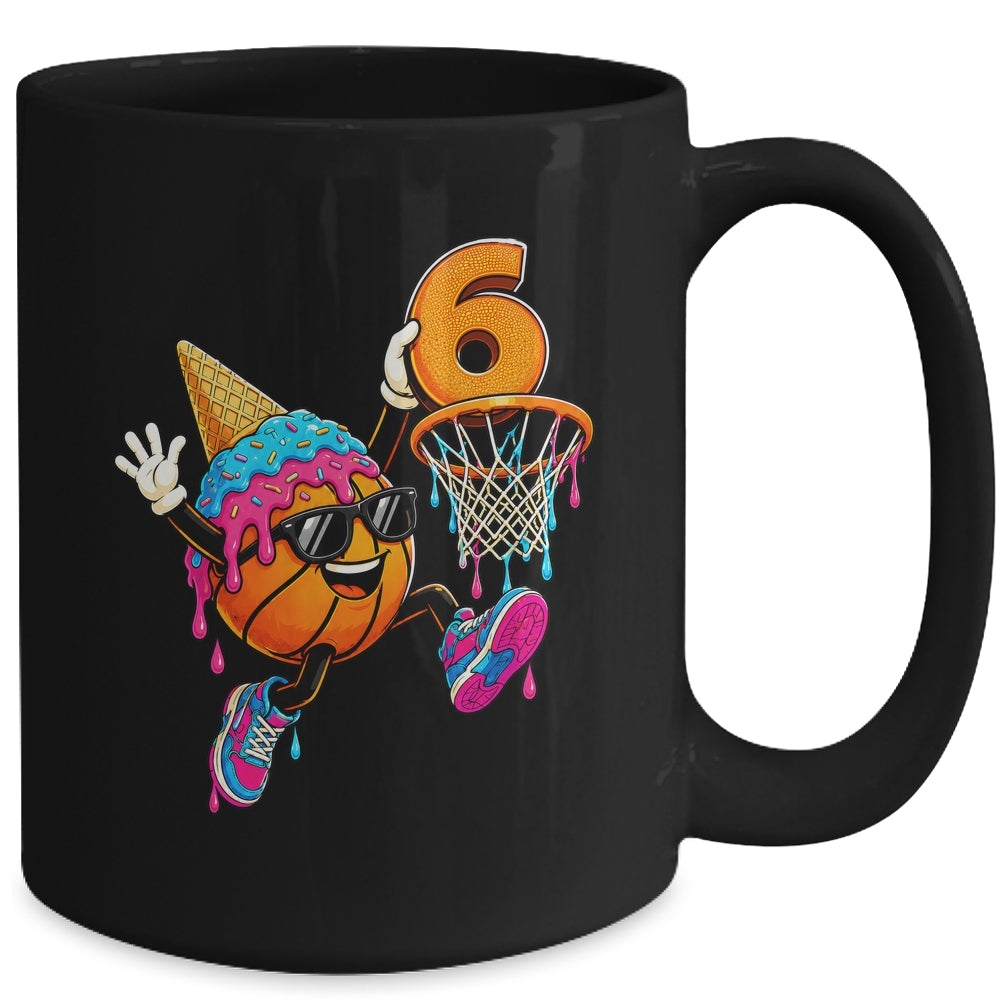 6Th Birthday Basketball Drip Ice Cream 6 Years Old Boys Kids Mug | siriusteestore