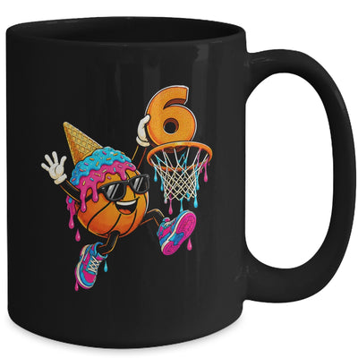 6Th Birthday Basketball Drip Ice Cream 6 Years Old Boys Kids Mug | siriusteestore
