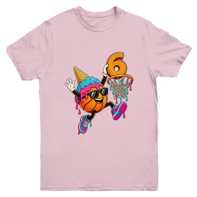 6Th Birthday Basketball Drip Ice Cream 6 Years Old Boys Kids Youth Shirt | siriusteestore