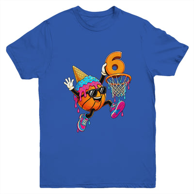 6Th Birthday Basketball Drip Ice Cream 6 Years Old Boys Kids Youth Shirt | siriusteestore