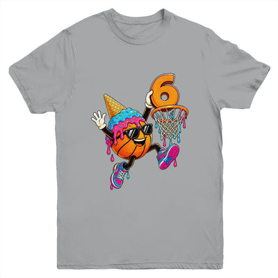6Th Birthday Basketball Drip Ice Cream 6 Years Old Boys Kids Youth Shirt | siriusteestore