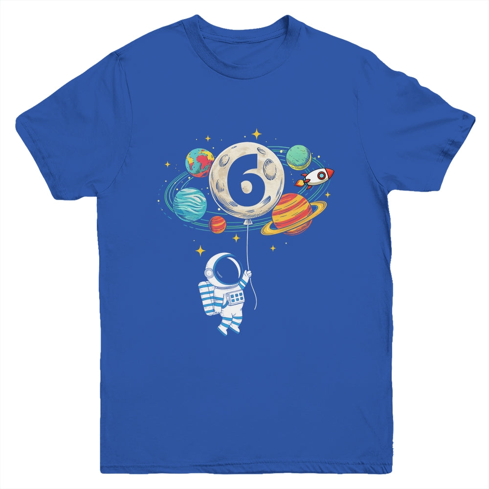 6 Years Old Birthday Boy Astronaut Space 6th Birthday Youth Shirt | siriusteestore