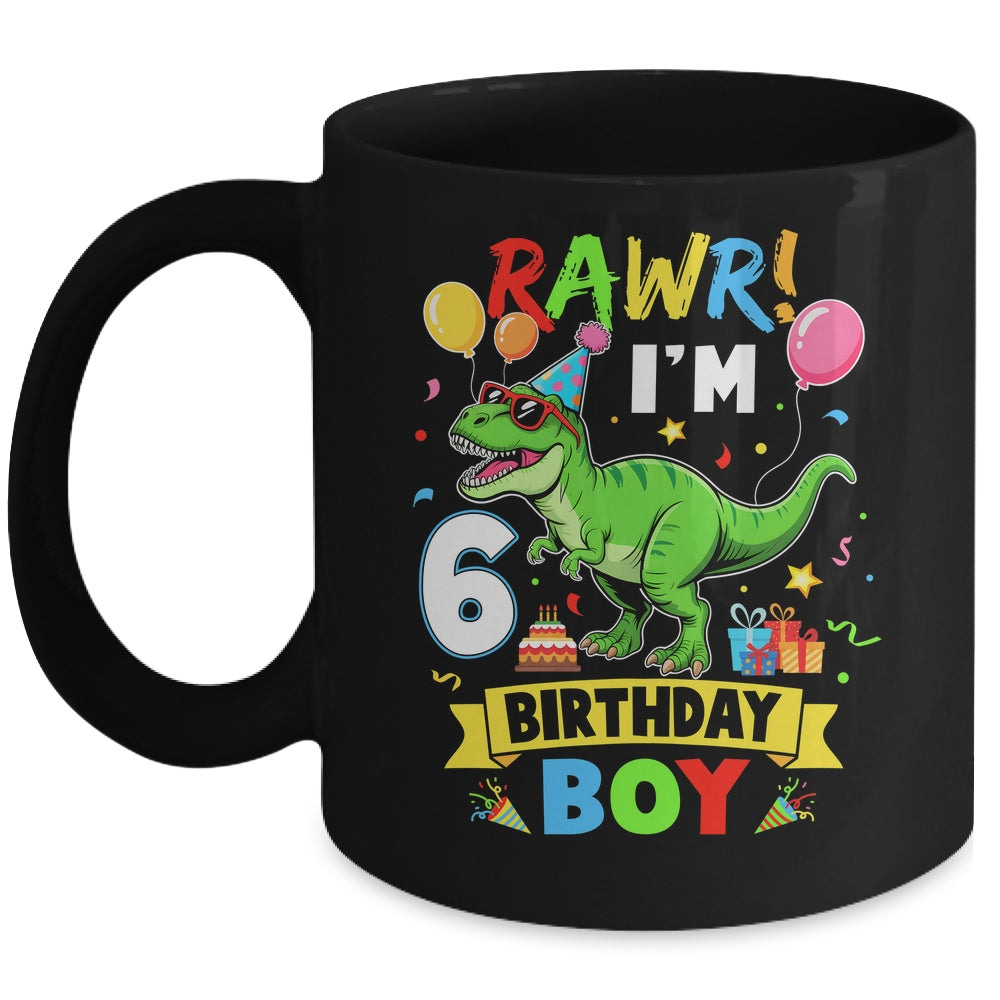 6 Years Old Boy 6th Birthday Boy T Rex Dinosaur Mug | siriusteestore