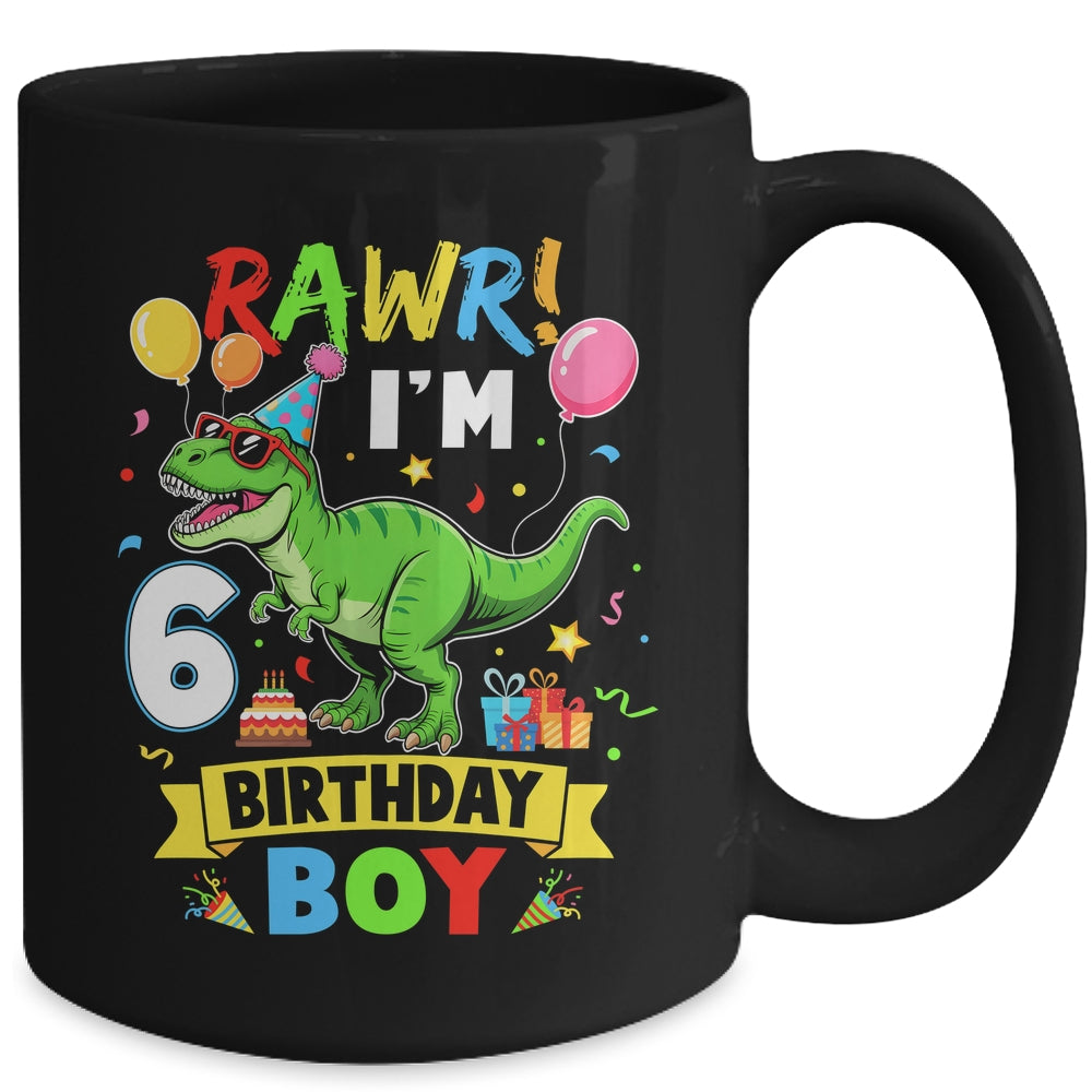 6 Years Old Boy 6th Birthday Boy T Rex Dinosaur Mug | siriusteestore