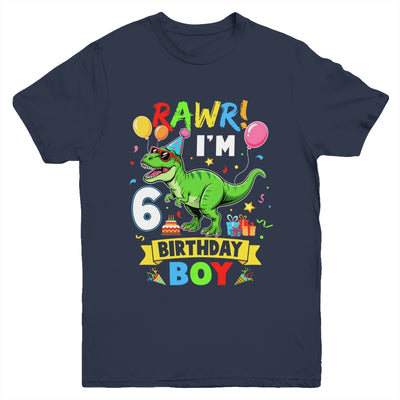 6 Years Old Boy 6th Birthday Boy T Rex Dinosaur Youth Shirt | siriusteestore
