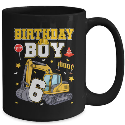 6th Birthday Boy 6 Years Old Excavator Three Decorations Mug | siriusteestore