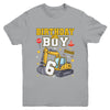6th Birthday Boy 6 Years Old Excavator Three Decorations Youth Shirt | siriusteestore