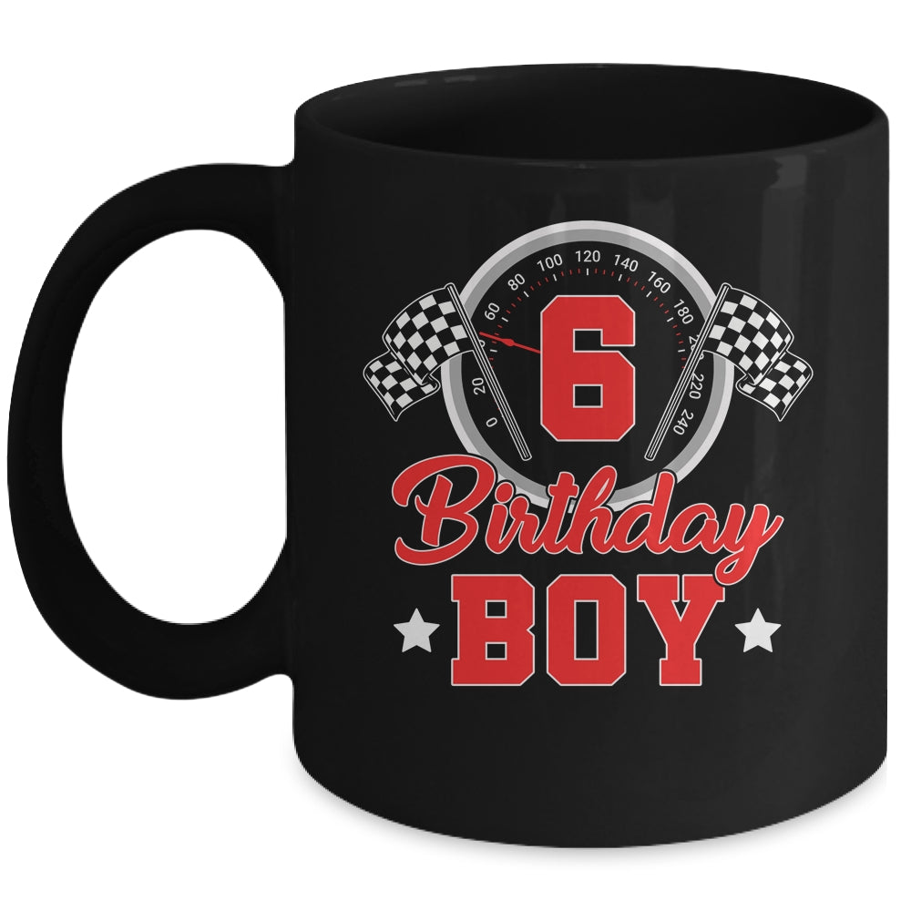 6th Birthday Boy Race Car Birthday Racing Car Flag Mug | siriusteestore