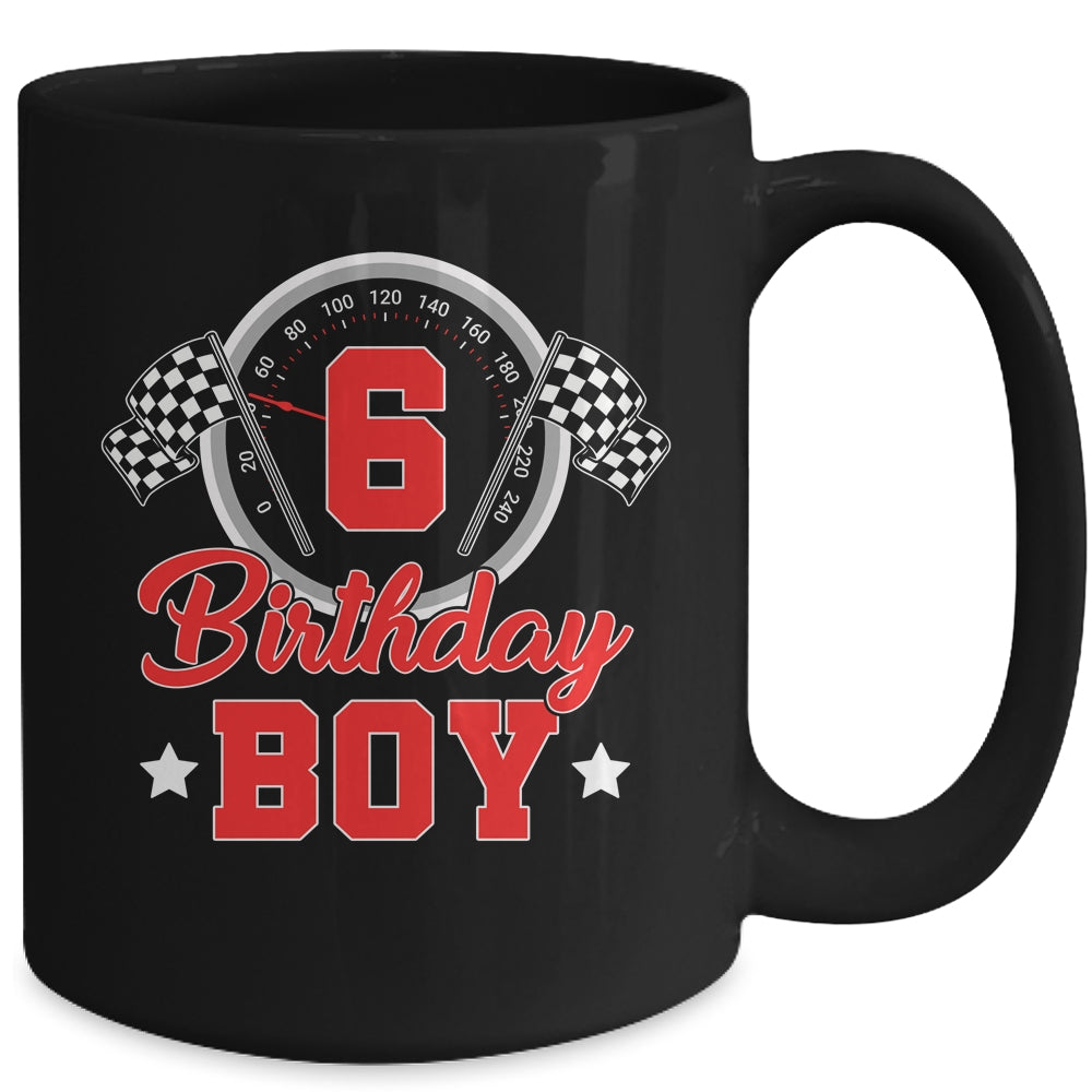 6th Birthday Boy Race Car Birthday Racing Car Flag Mug | siriusteestore