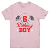 6th Birthday Boy Race Car Birthday Racing Car Flag Youth Shirt | siriusteestore