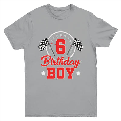 6th Birthday Boy Race Car Birthday Racing Car Flag Youth Shirt | siriusteestore