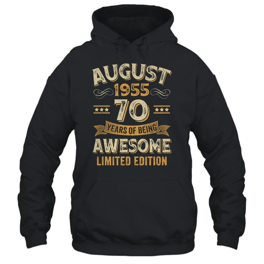 70 Years Awesome Vintage August 1955 70th Birthday Shirt & Hoodie | siriusteestore