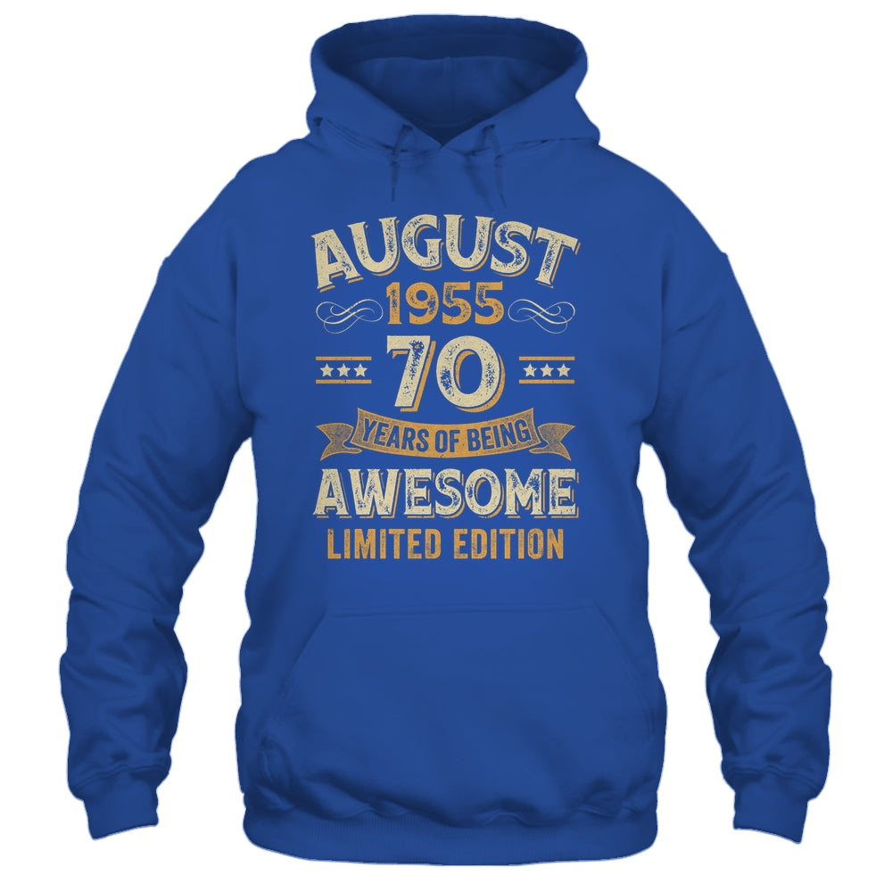 70 Years Awesome Vintage August 1955 70th Birthday Shirt & Hoodie | siriusteestore