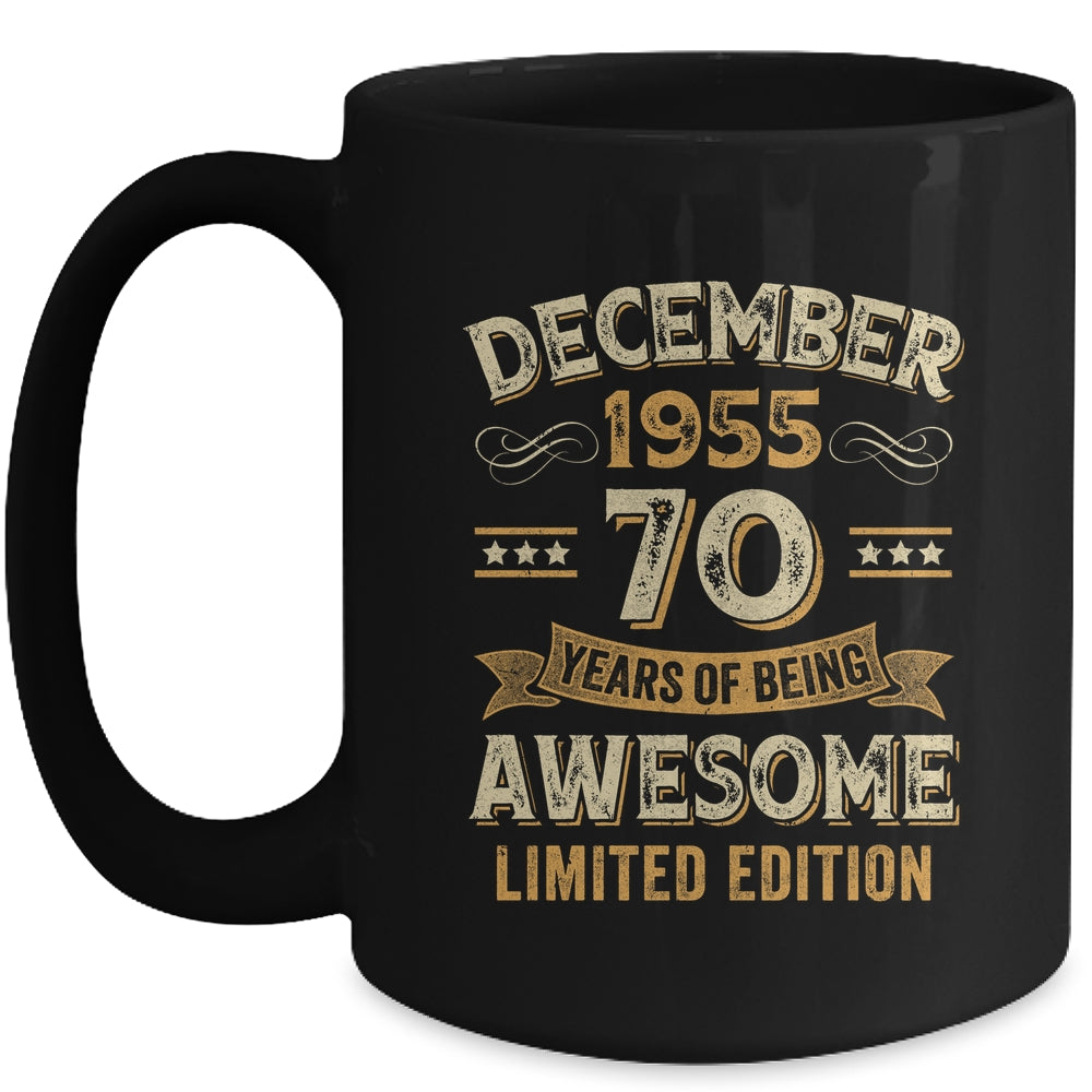 70 Years Awesome Vintage December 1955 70th Birthday Mug | siriusteestore