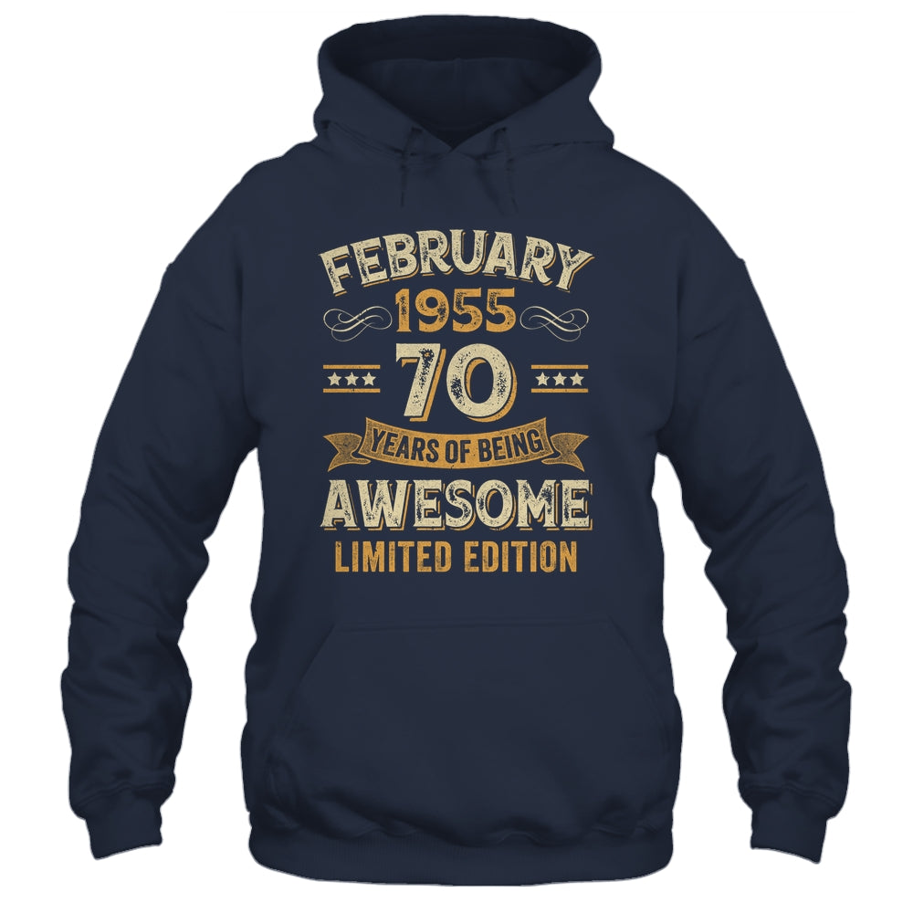70 Years Awesome Vintage February 1955 70th Birthday Shirt & Hoodie | siriusteestore