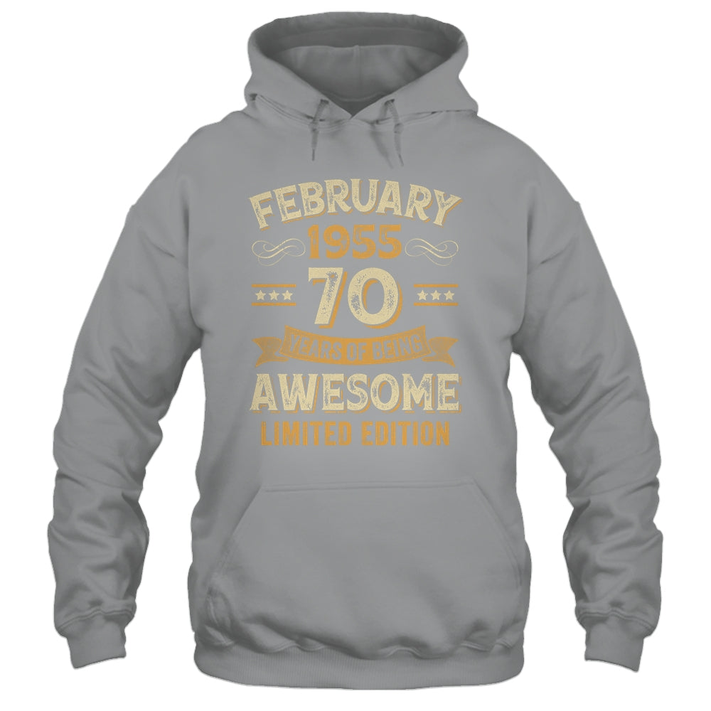 70 Years Awesome Vintage February 1955 70th Birthday Shirt & Hoodie | siriusteestore