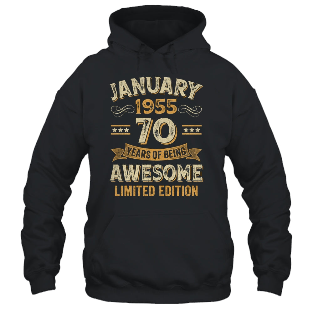 70 Years Awesome Vintage January 1955 70th Birthday Shirt & Hoodie | siriusteestore