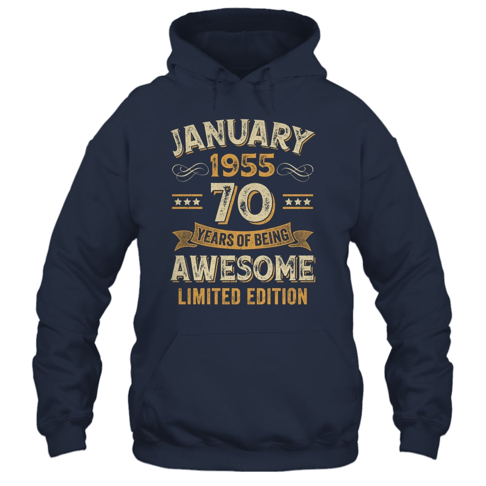 70 Years Awesome Vintage January 1955 70th Birthday Shirt & Hoodie | siriusteestore