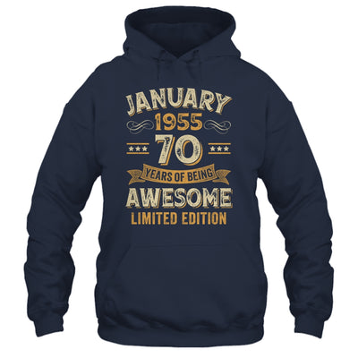 70 Years Awesome Vintage January 1955 70th Birthday Shirt & Hoodie | siriusteestore