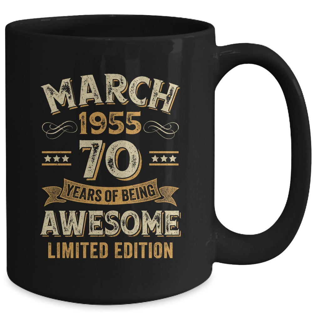 70 Years Awesome Vintage March 1955 70th Birthday Mug | siriusteestore