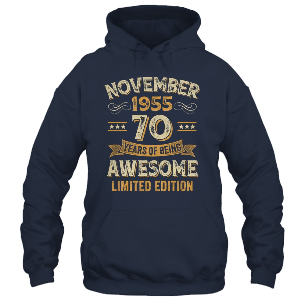 70 Years Awesome Vintage November 1955 70th Birthday Shirt & Hoodie | siriusteestore