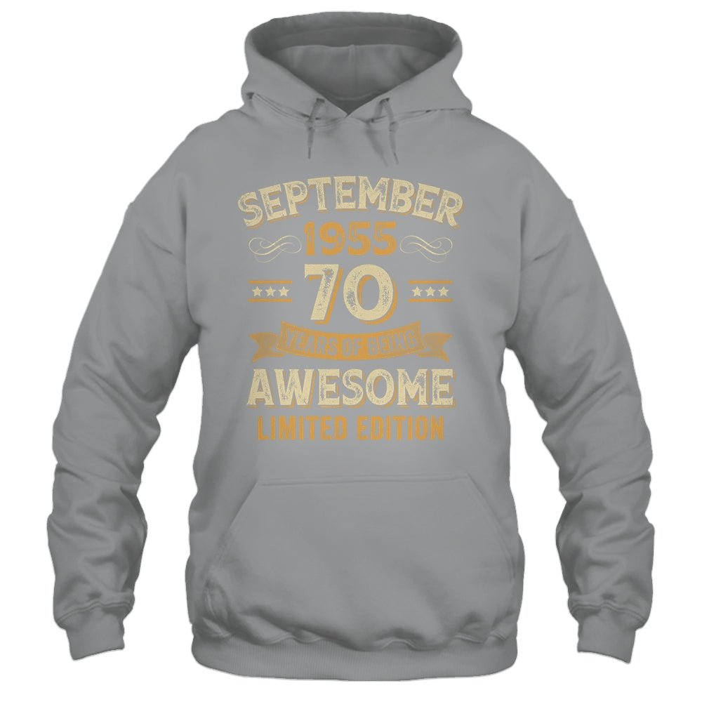 70 Years Awesome Vintage September 1955 70th Birthday Shirt & Hoodie | siriusteestore