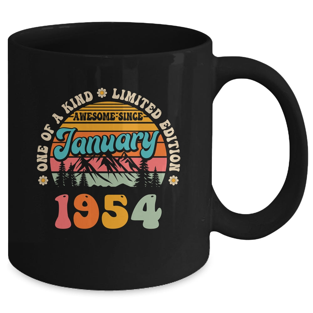 70 Years Old Awesome Since January 1954 70th Birthday Groovy Mug | siriusteestore