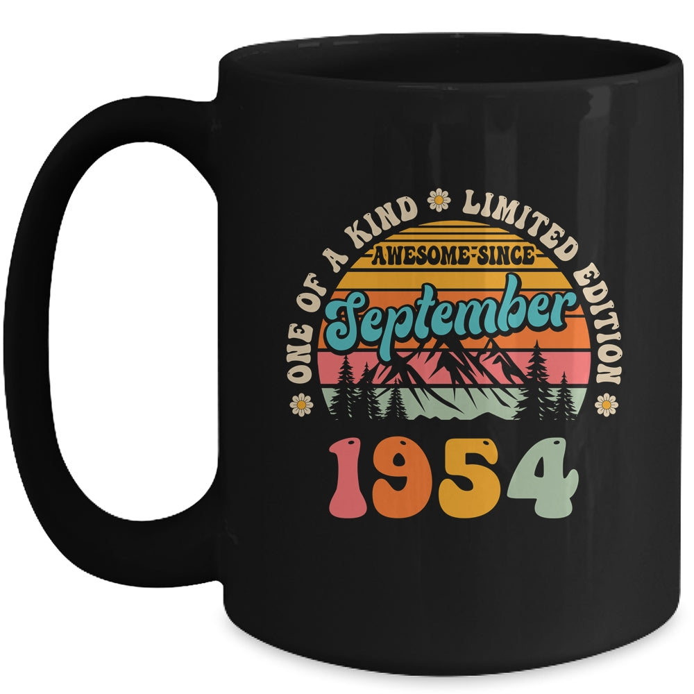 70 Years Old Awesome Since September 1954 70th Birthday Groovy Mug | siriusteestore