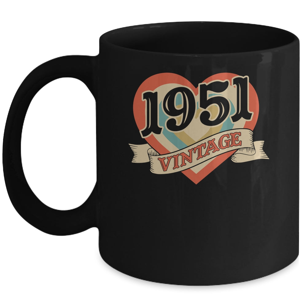 74th Birthday Gifts Classic Retro Heart Vintage 1951 Mug | siriusteestore