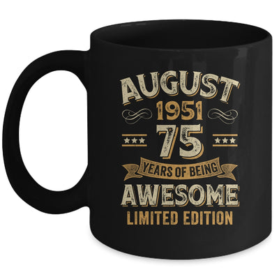 75 Years Awesome Vintage August 1951 75th Birthday Mug | siriusteestore