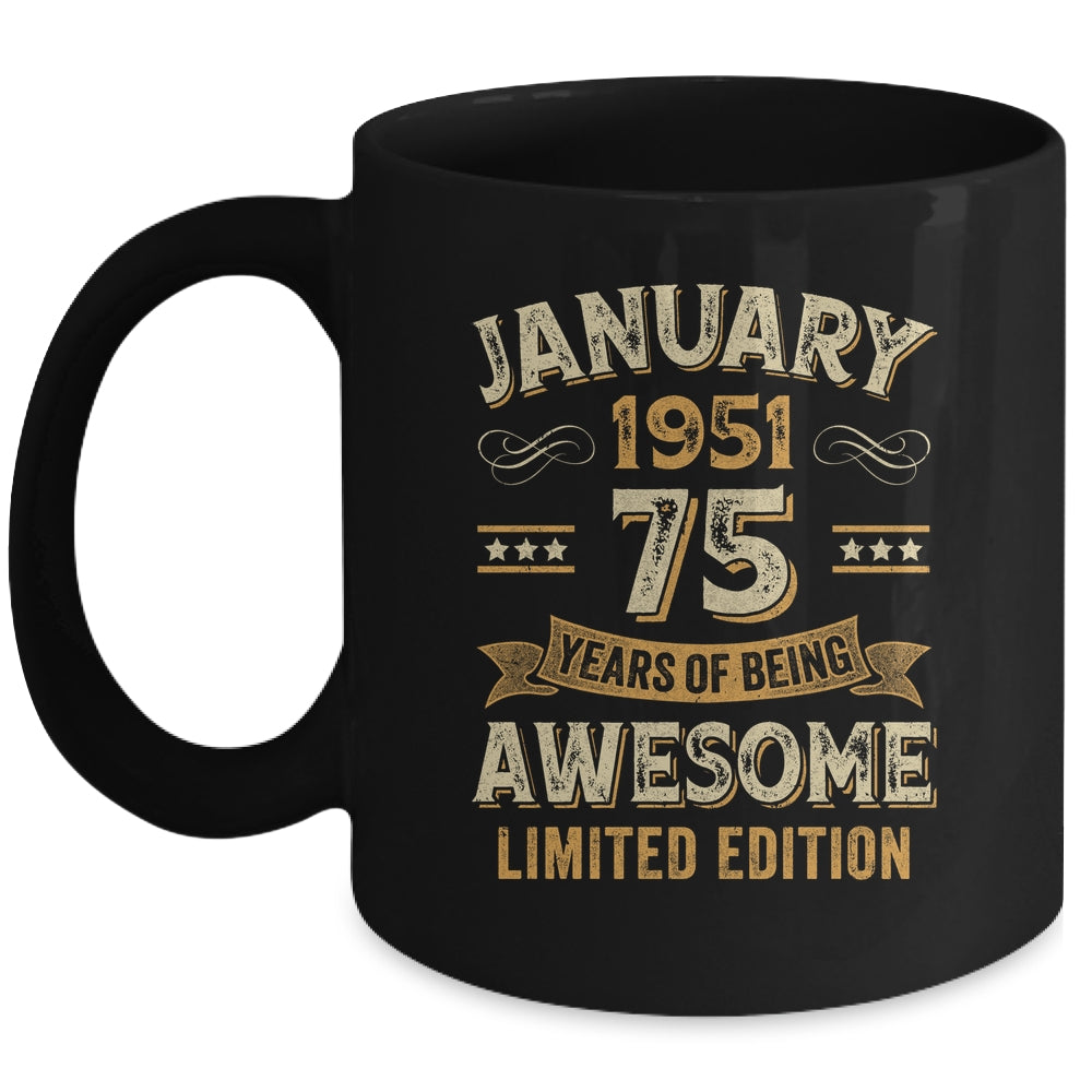 75 Years Awesome Vintage January 1951 75th Birthday Mug | siriusteestore