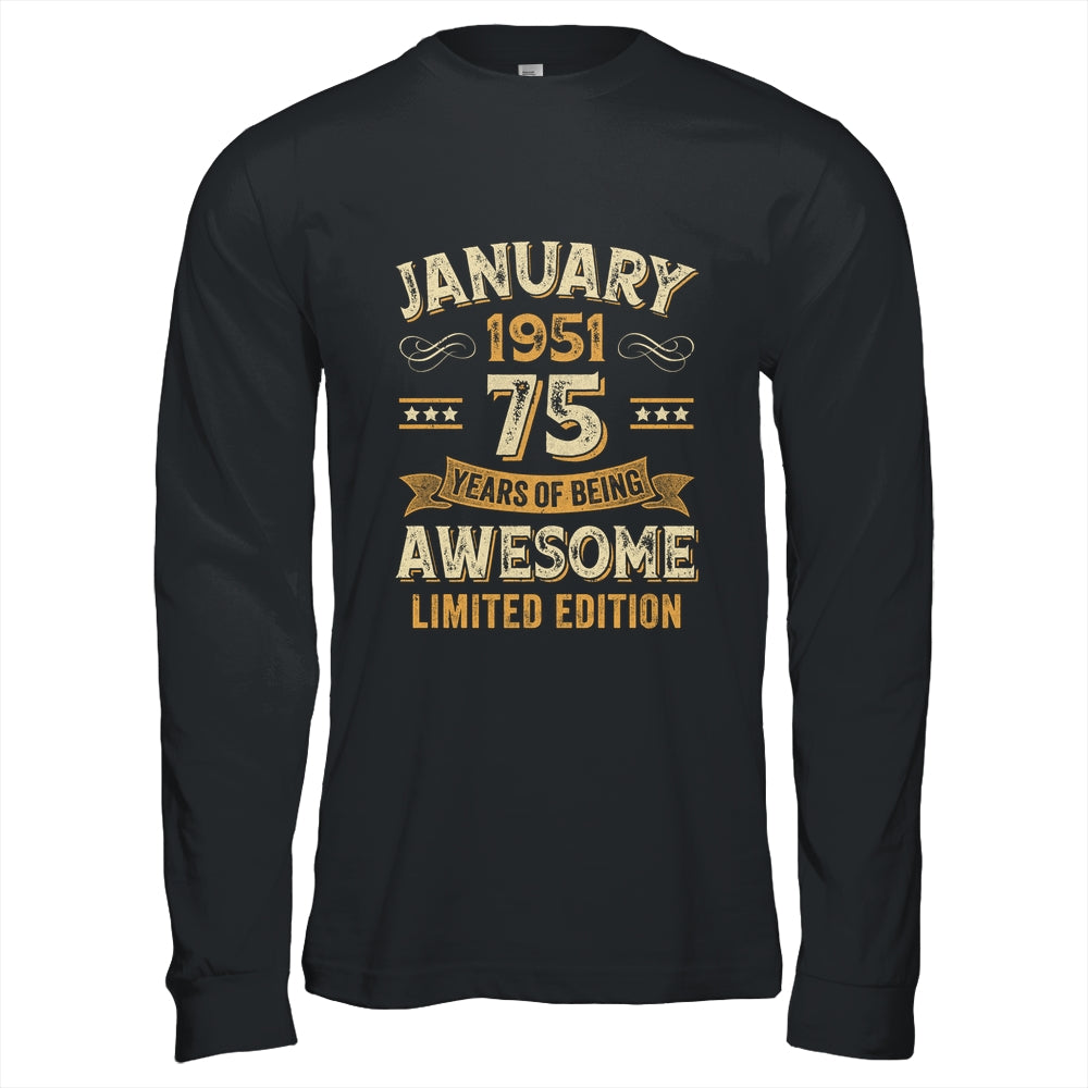 75 Years Awesome Vintage January 1951 75th Birthday Shirt & Hoodie | siriusteestore