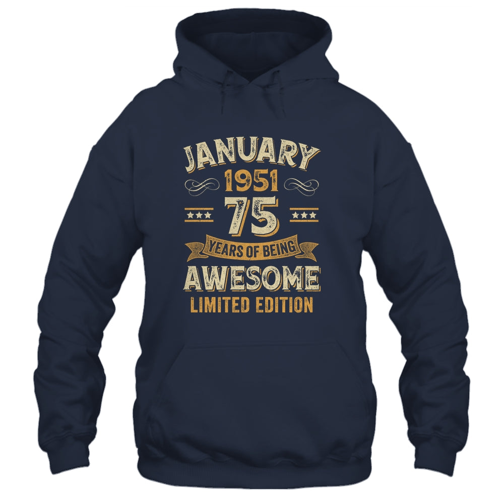 75 Years Awesome Vintage January 1951 75th Birthday Shirt & Hoodie | siriusteestore