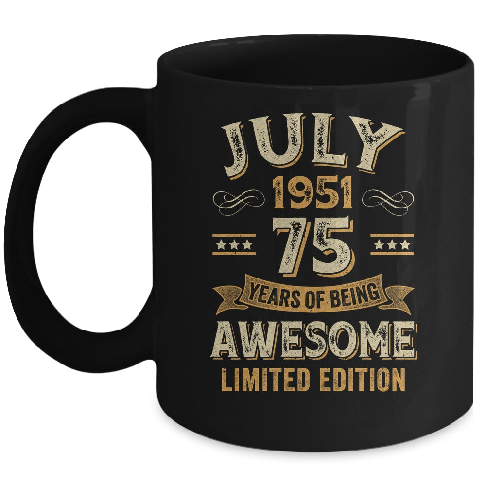 75 Years Awesome Vintage July 1951 75th Birthday Mug | siriusteestore