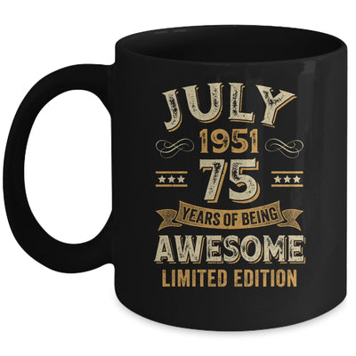 75 Years Awesome Vintage July 1951 75th Birthday Mug | siriusteestore