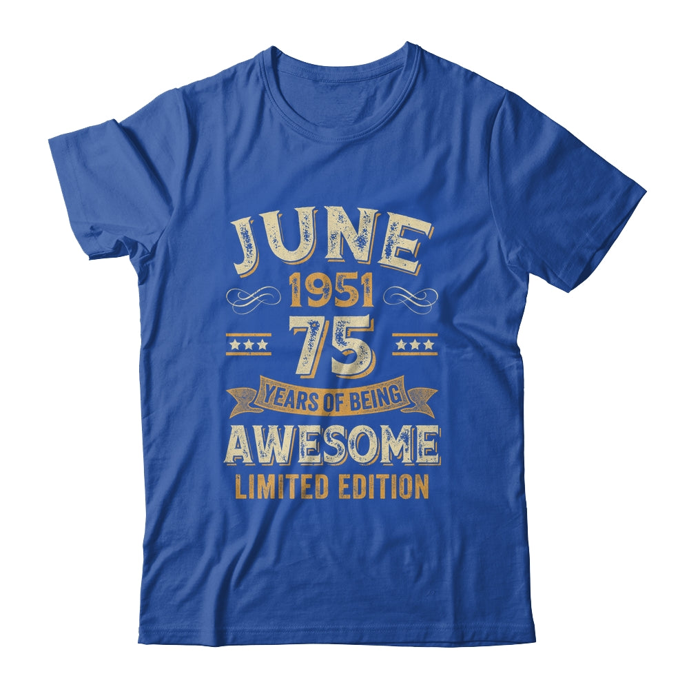 75 Years Awesome Vintage June 1951 75th Birthday Shirt & Hoodie | siriusteestore