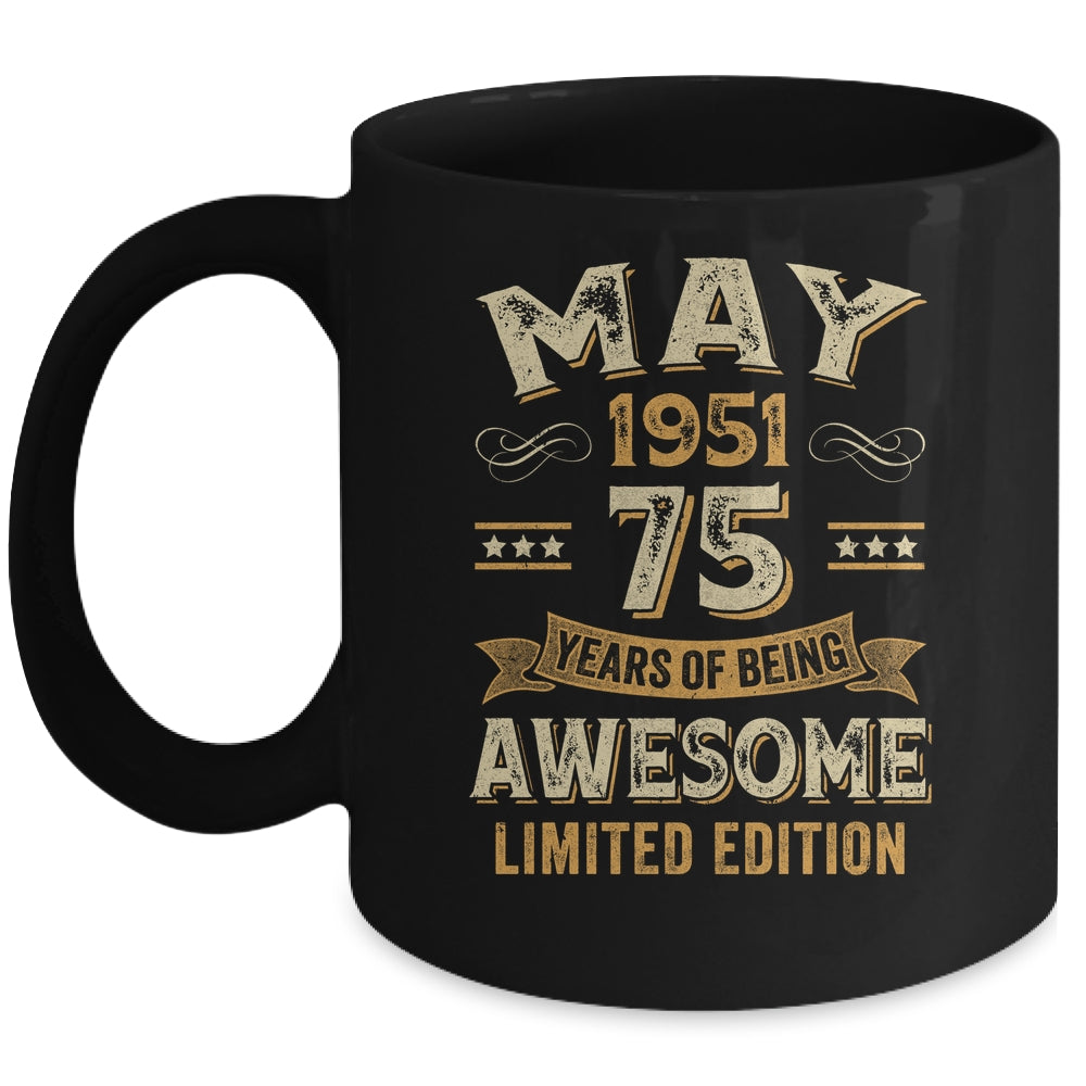 75 Years Awesome Vintage May 1951 75th Birthday Mug | siriusteestore