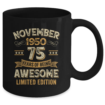 75 Years Awesome Vintage November 1950 75th Birthday Mug | siriusteestore