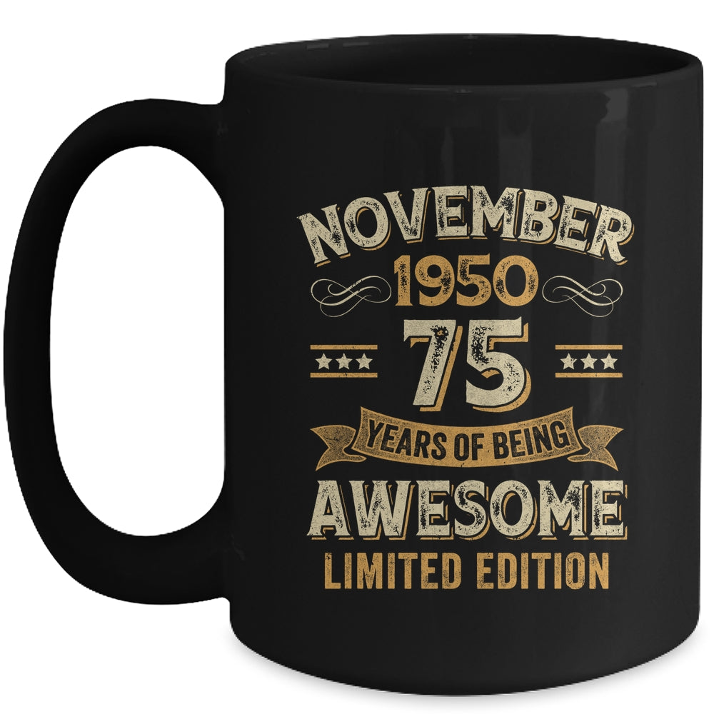 75 Years Awesome Vintage November 1950 75th Birthday Mug | siriusteestore