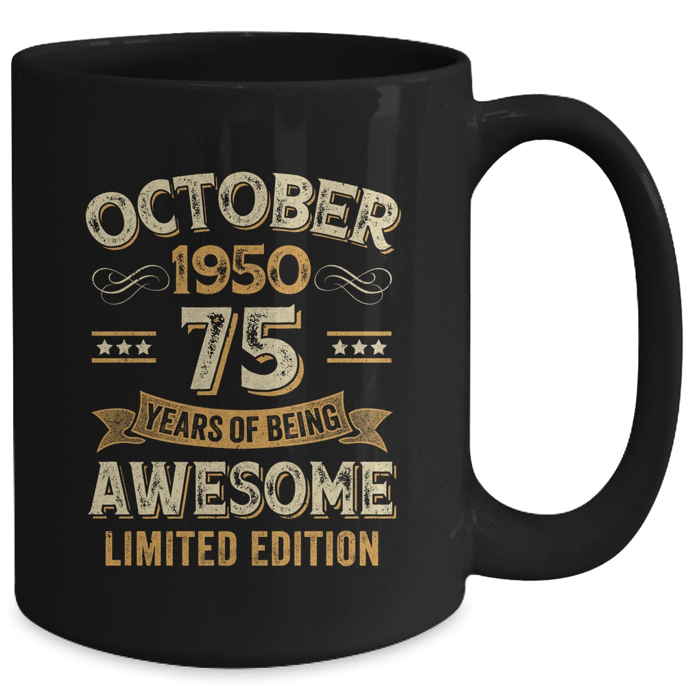 75 Years Awesome Vintage October 1950 75th Birthday Mug | siriusteestore
