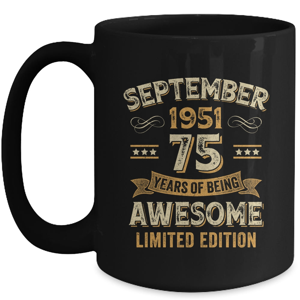75 Years Awesome Vintage September 1951 75th Birthday Mug | siriusteestore